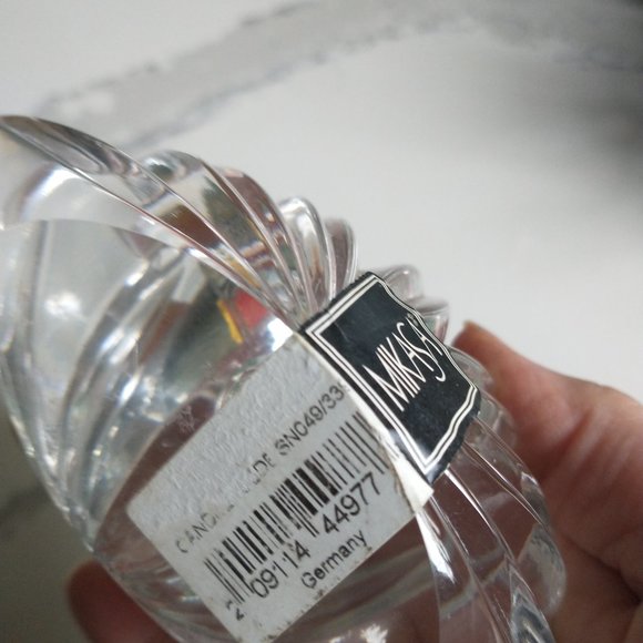 Vintage Crystal Glass Lotus Shaped Candlestick Holders  Set of two - Picture 9 of 12